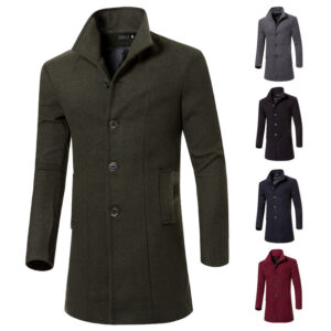 Men's Mid-length Wool Coat Trench